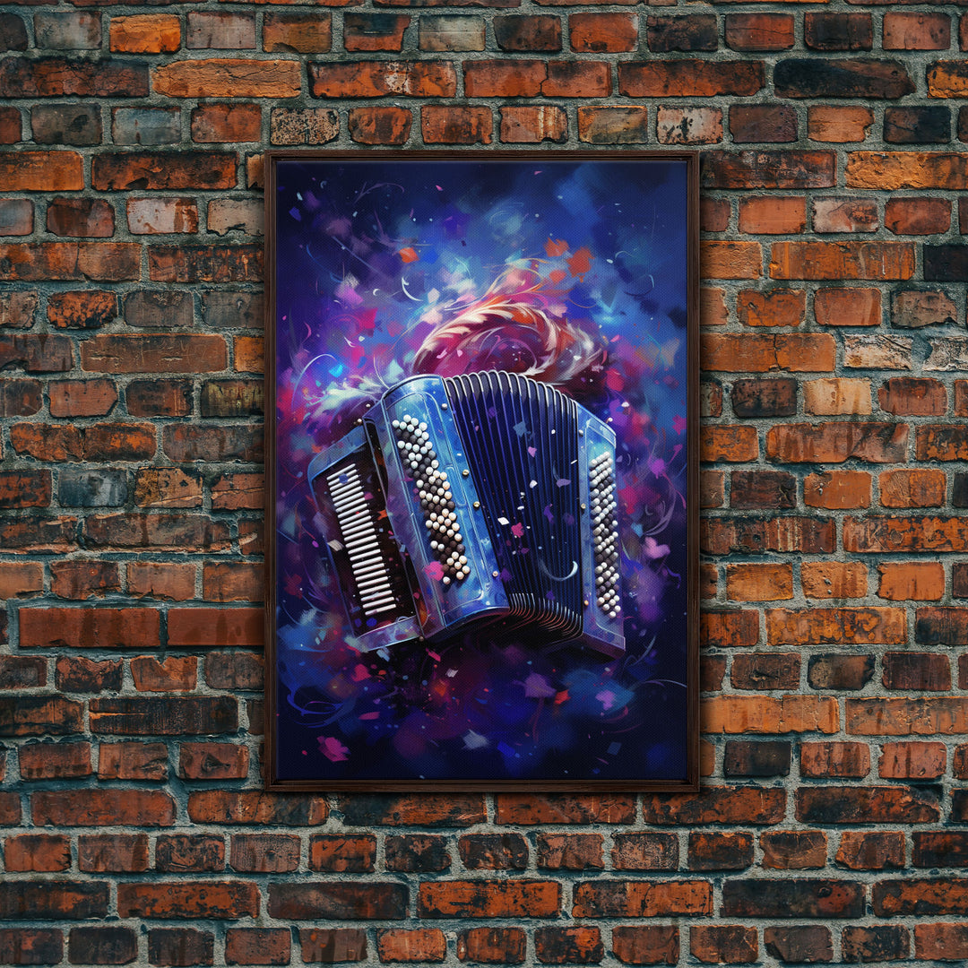 Cosmic Accordion, Instrument Print, Framed Canvas Print Or Poster, Gift For Musician