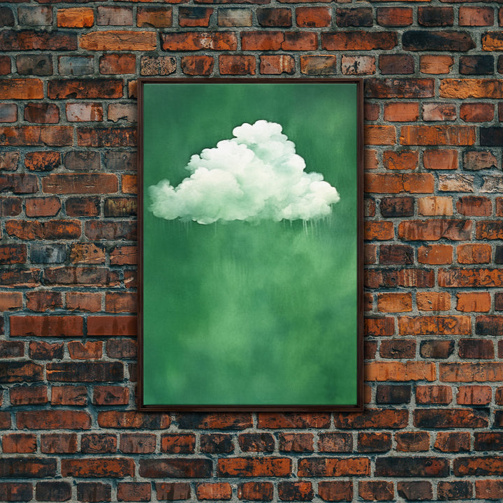 Emerald Green Rain Cloud Wall Art, Framed Canvas Or Poster Print, Abstract Art Print, Minimalist Wall Decor, Maximalist Decor, Dark Green