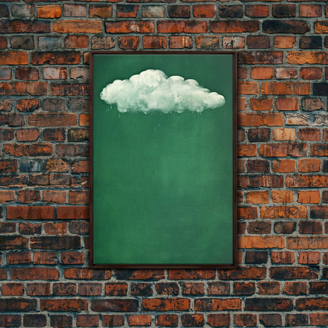 Emerald Green Rain Cloud Wall Art, Framed Canvas Or Poster Print, Abstract Art Print, Minimalist Wall Decor, Maximalist Decor, Dark Green