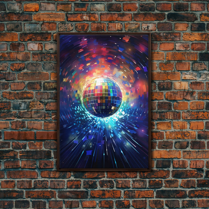 Galaxy Disco Ball, Framed Canvas Print, Music Studio Decor, Graduation Gift