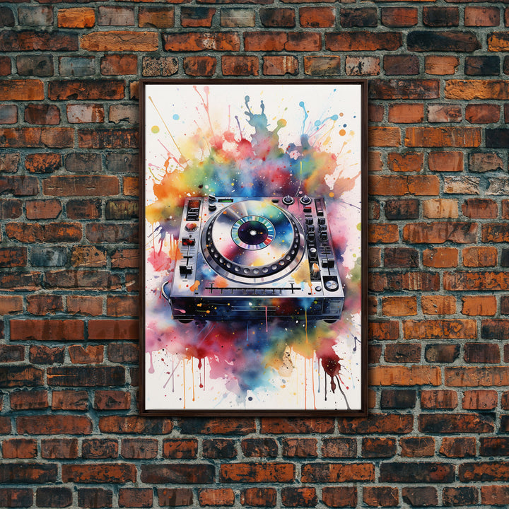 Turn Table Wall Art, DJ Art, Disc Jockey Decor, Music Studio Decor, Framed Canvas Print