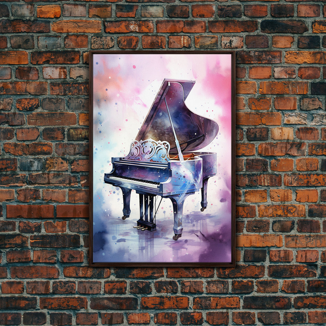 Grand Piano Wall Art, Musical Instrument Print, Studio Art, Framed Canvas Print, Piano Art, Baby Grand Piano