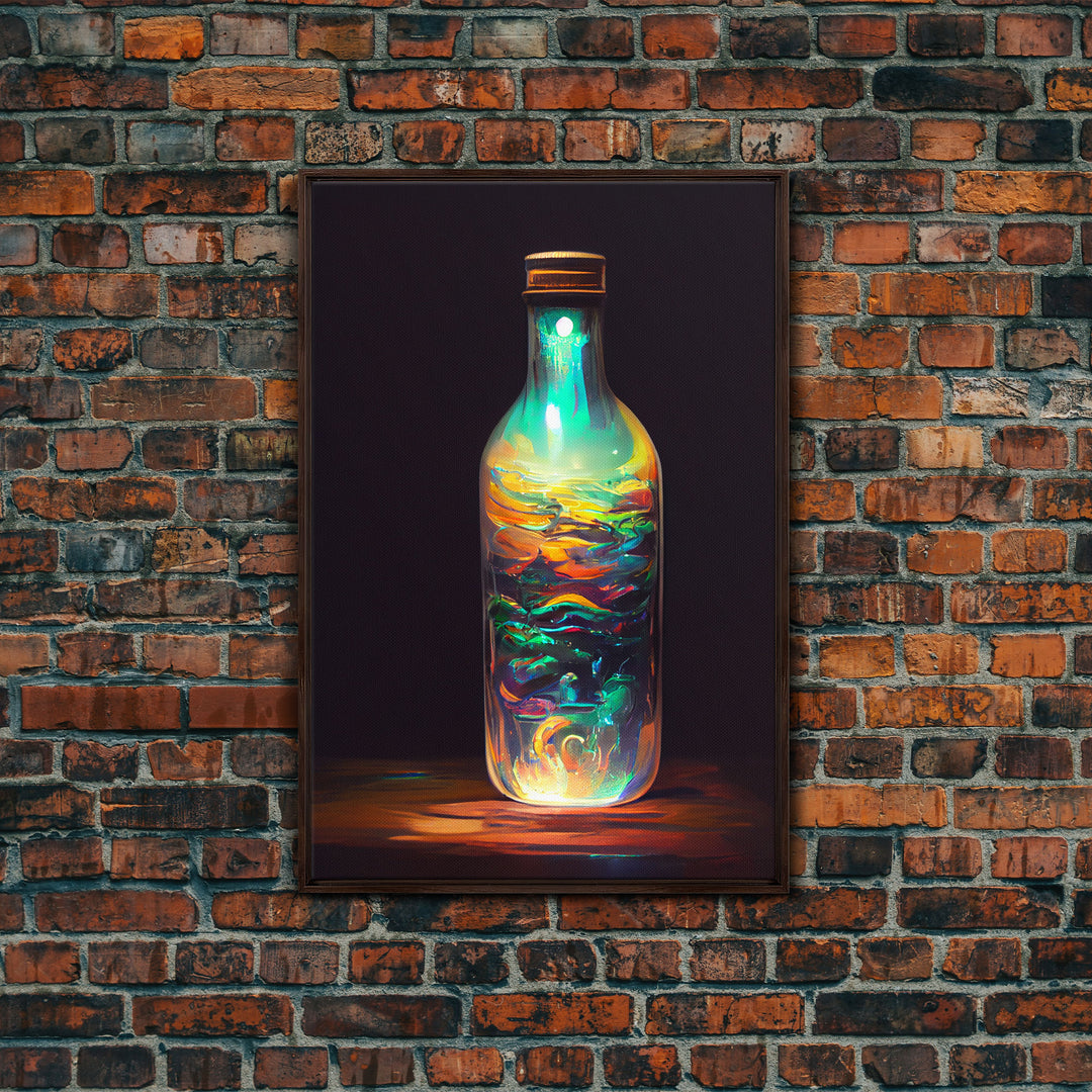 Miniature world in a bottle poster print, high fantasy wall art, magical wall art