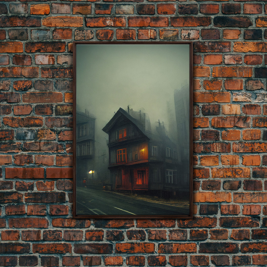 Spooky gloomy wall art, haunted house art, canvas print