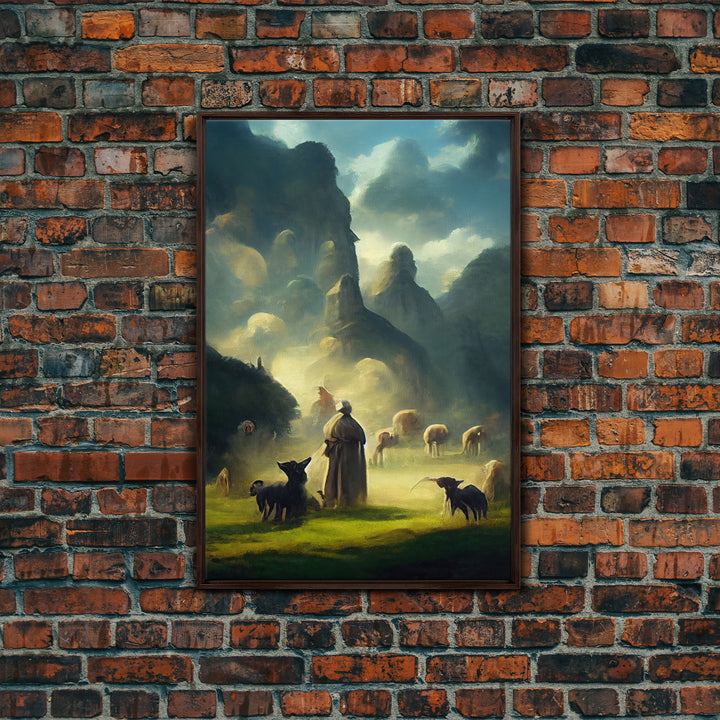 The shepherd and his flock, canvas print