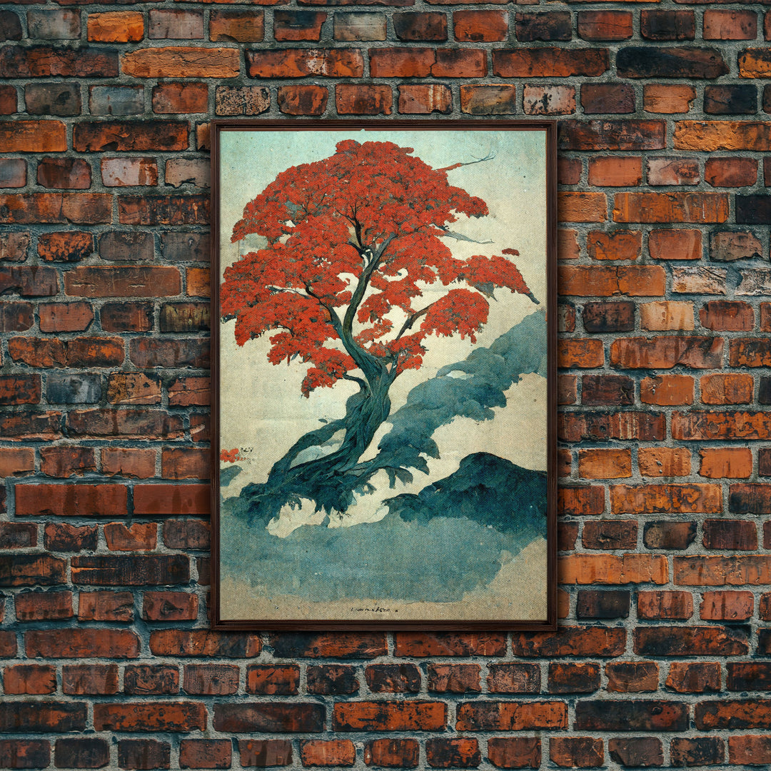 Japanese maple tree, fine art print, poster art, Vintage Japanese style wall art