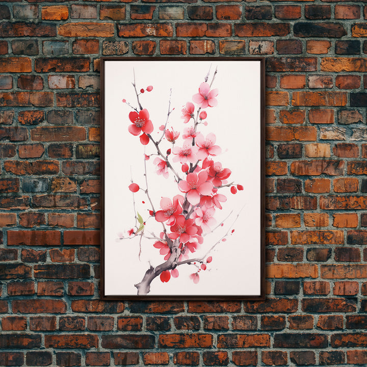 Cherry Blossom, Pink Flowers, Floral Wall Art, Nature Art, Canvas Print, Wall Art, Vertical Art, Housewarming Gift, Country Home Wall Art