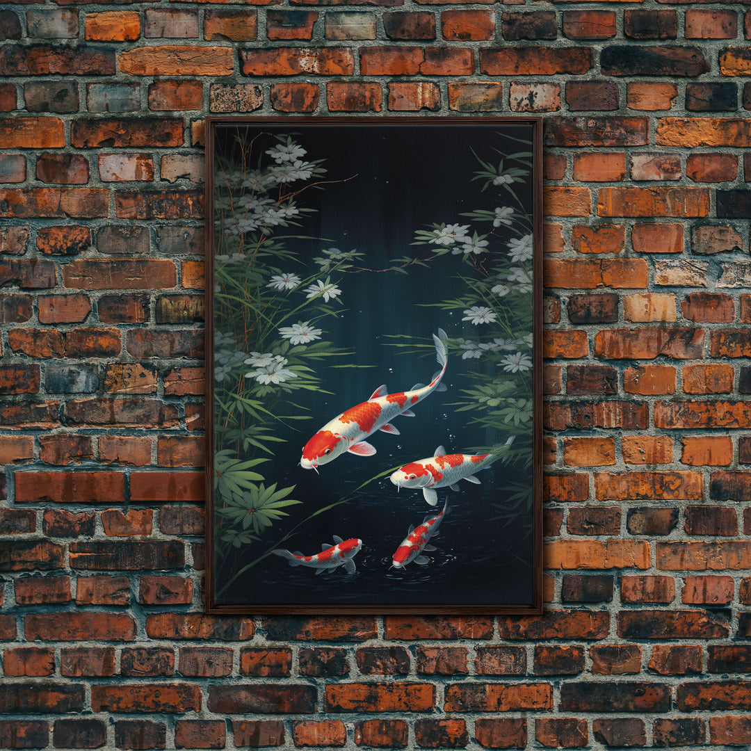 Koi Fish Wall Art, Fish Painting, Zen Wall Art, Fish Wall Art, Nature Print, Canvas Print, Wall Art, Vertical Art, Home Office Art, RV Decor