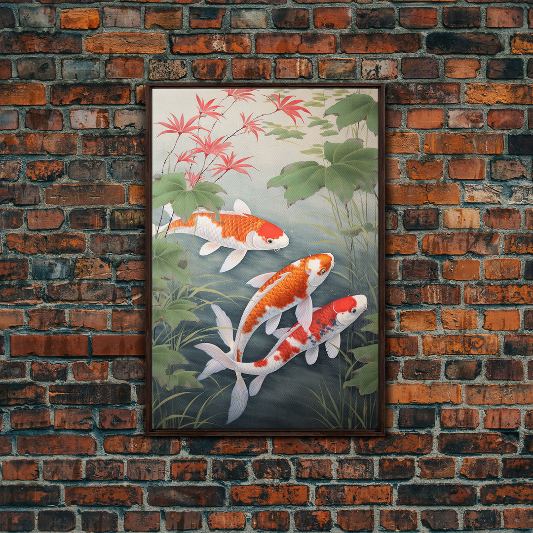 Fish Painting, Zen Wall Art, Koi Fish Wall Art, Fish Wall Art, Canvas Print, Wall Art, Vertical Art, Southern Decor, Office Wall Decor