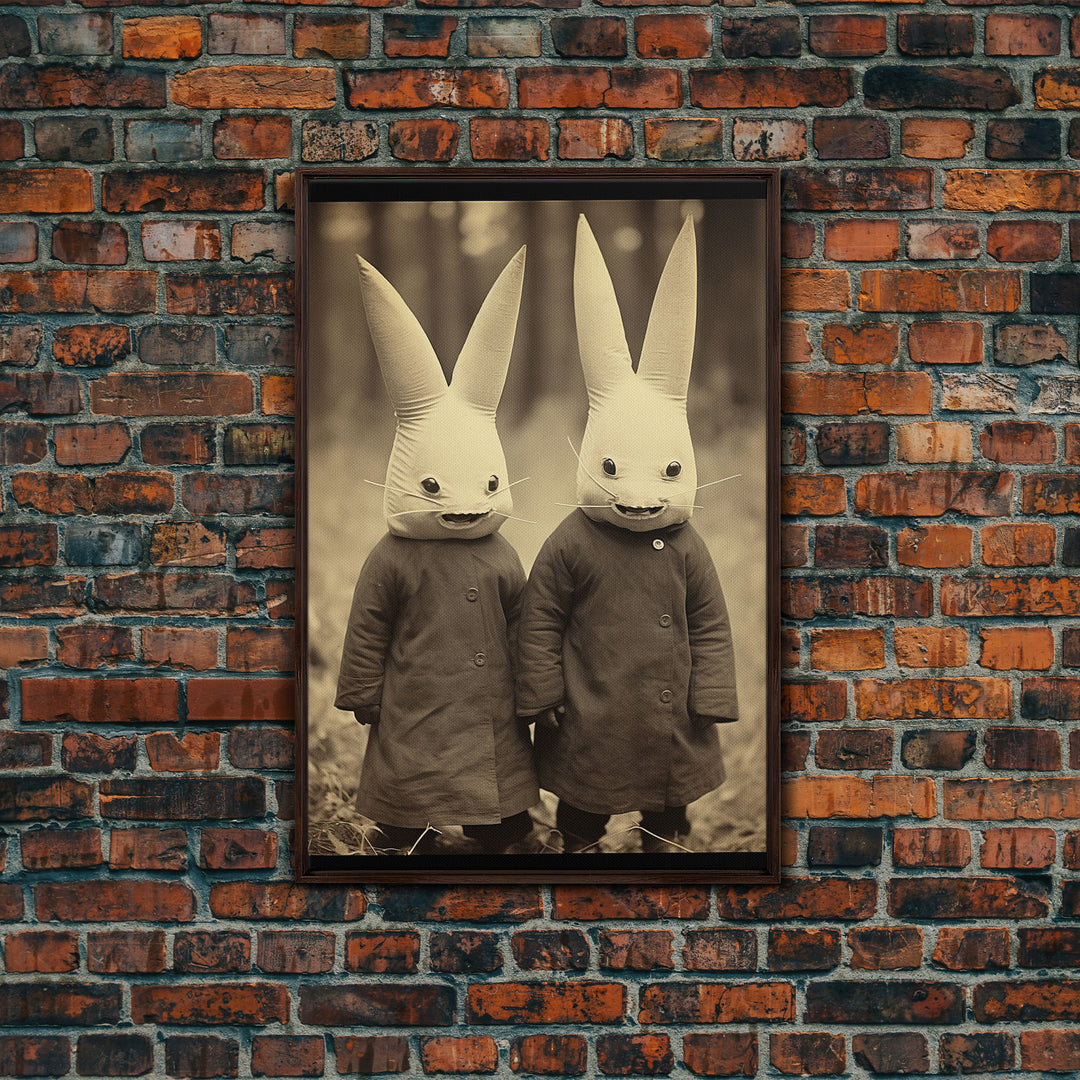 The Bunny Boys, Spooky Halloween Art, Scary Wall Decor, Spooky / Creepy Halloween Decor, Thought Provoking Haunted Art