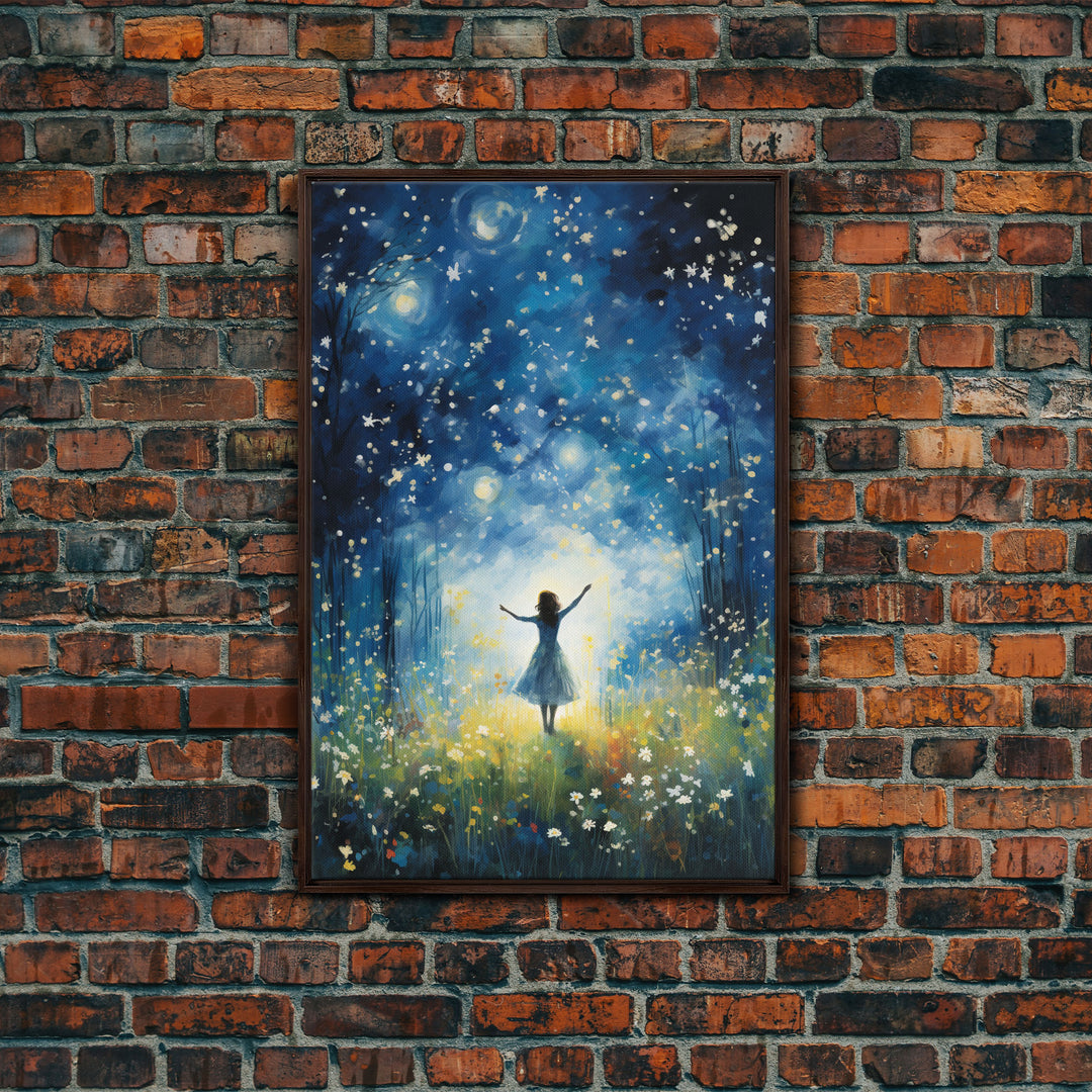 Firefly Art, Fantasy Art, Girl In Forest, Teen Girl Room Decor, Canvas Print, Wall Art, Vertical Print, Unique Wall Decor, Engagement Gift