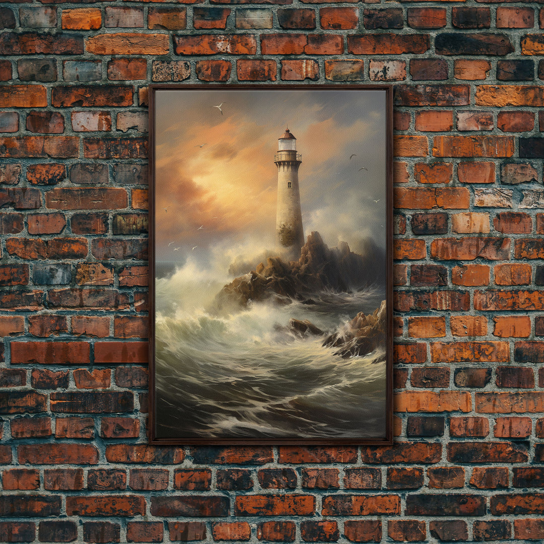 Light House Print, Ocean Wall Decor, Seascape Art, Canvas Print, Wall Art, Vertical Art, Landscape Art Print, Gift For Coworker, Wall Decor