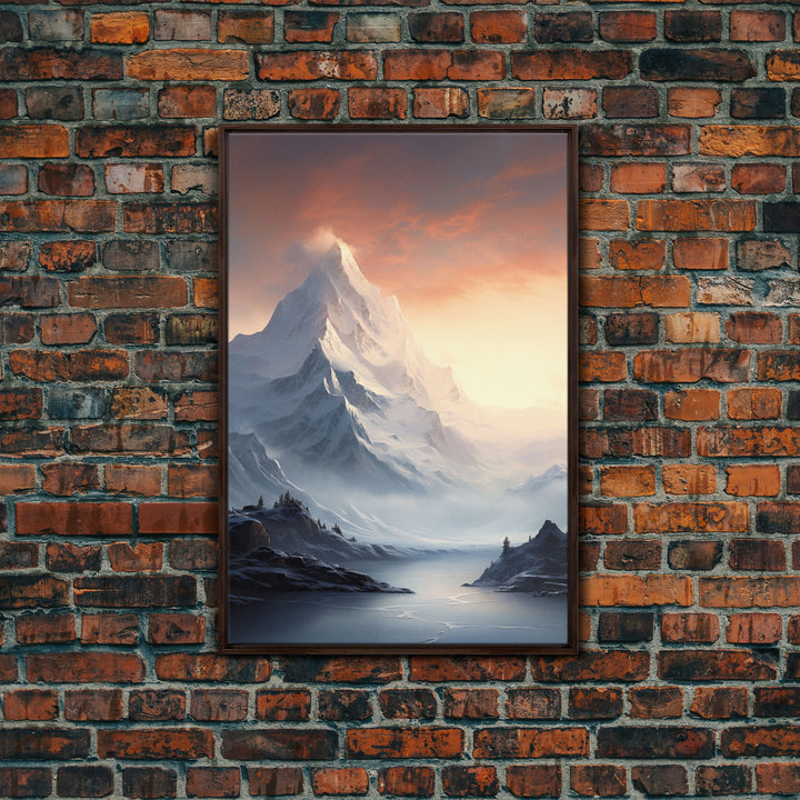 Winter Landscape, Mountains Wall Print, Sunset Wall Art, Canvas Print, Wall Art, Vertical Art, Engagement Gift, Camper Wall Decor, Room Art