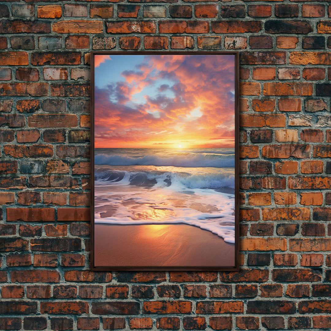 Beach Sunset Wall Art, Nautical Wall Art, Seashore Wall Art, Canvas Print, Wall Art, Vertical Art, Moving Gift, Room Decor, Entryway Prints