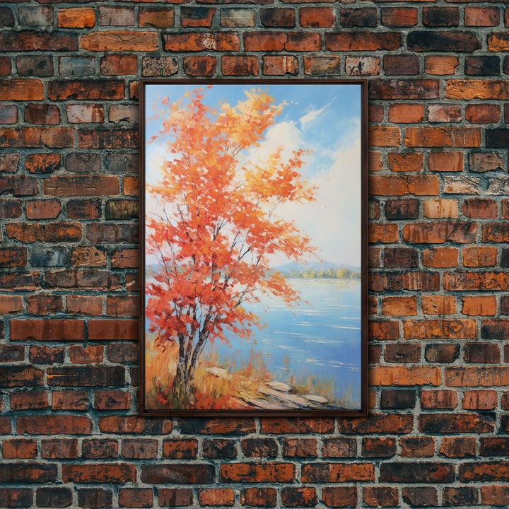 River Wall Art, Fall Art, Trees Wall Art, Landscape Art, Sunset Wall Art, Canvas Print, Wall Art, Vertical Art, Home Wall Decor, Office Art