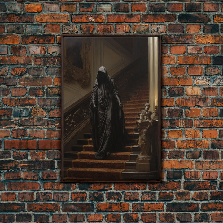 The Phantom, Gothic Halloween Decor, Framed Canvas Print, Scary Horror Art, Goth Decor, Moody Oil Painting, Dark Academia