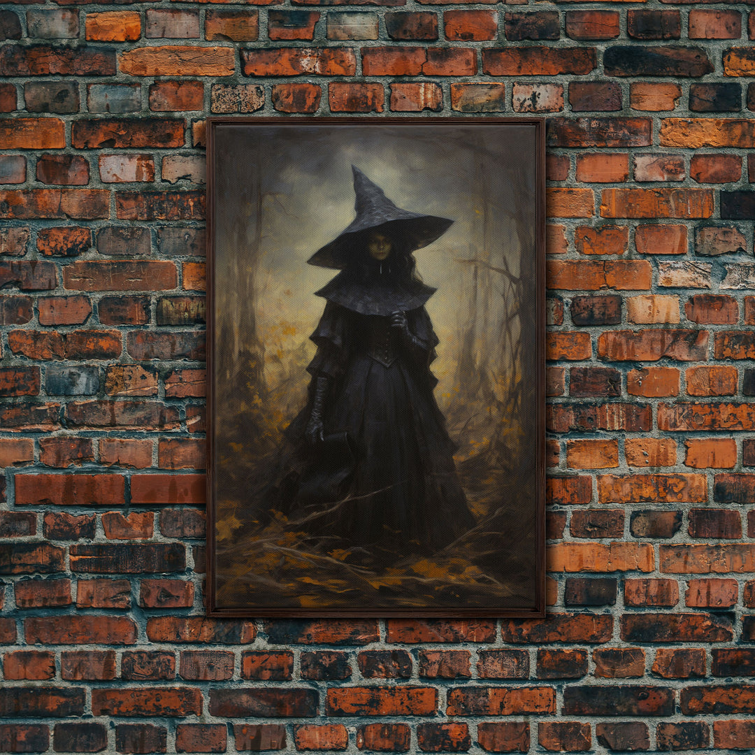 Gothic Witch Art, Framed Halloween Canvas, Canvas Print, Spooky Halloween Wall Art, Halloween Decoration, Witchy Decor