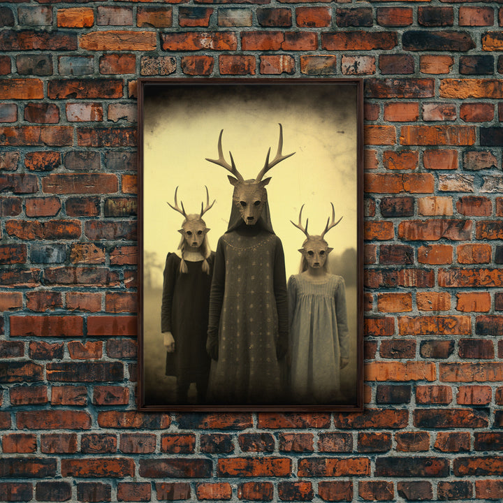 The Cult Of The Deer, Creepy Halloween Wall Art, Framed Canvas Print, Occult Art, Dark Academia, Creepy Photography