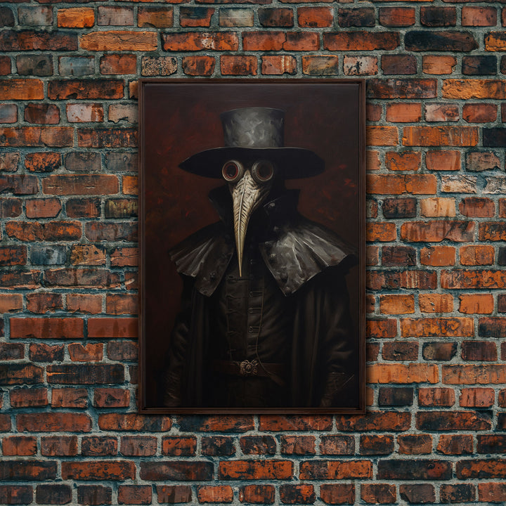 Gothic Victorian Plague Doctor Portrait, Dark Academia, Gothic Art, Framed Canvas Print, Wall Art, Halloween Decoration