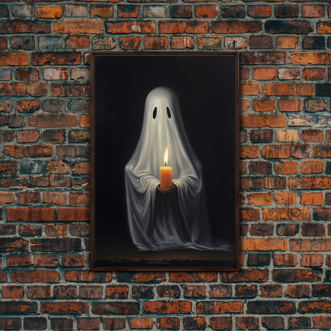 Victorian Halloween Art, Ghost Holding A Candle, Framed Canvas Print or Canvas, Dark Academia, Haunting Ghost, Halloween Decor