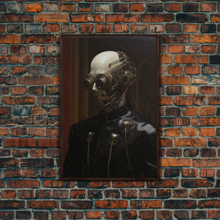 Halloween Cyborg, Creepy Art, Framed Canvas Print, Spooky Home Decor, Halloween Wall Art, Halloween Decorations, Scary Art