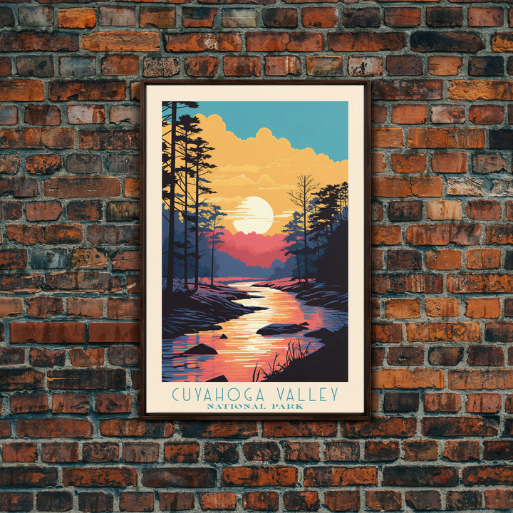 Cuyahoga Valley National Park Travel Poster Print, Canvas Print Wall Art, Ohio Travel Art, Midcentury Modern Travel Decor