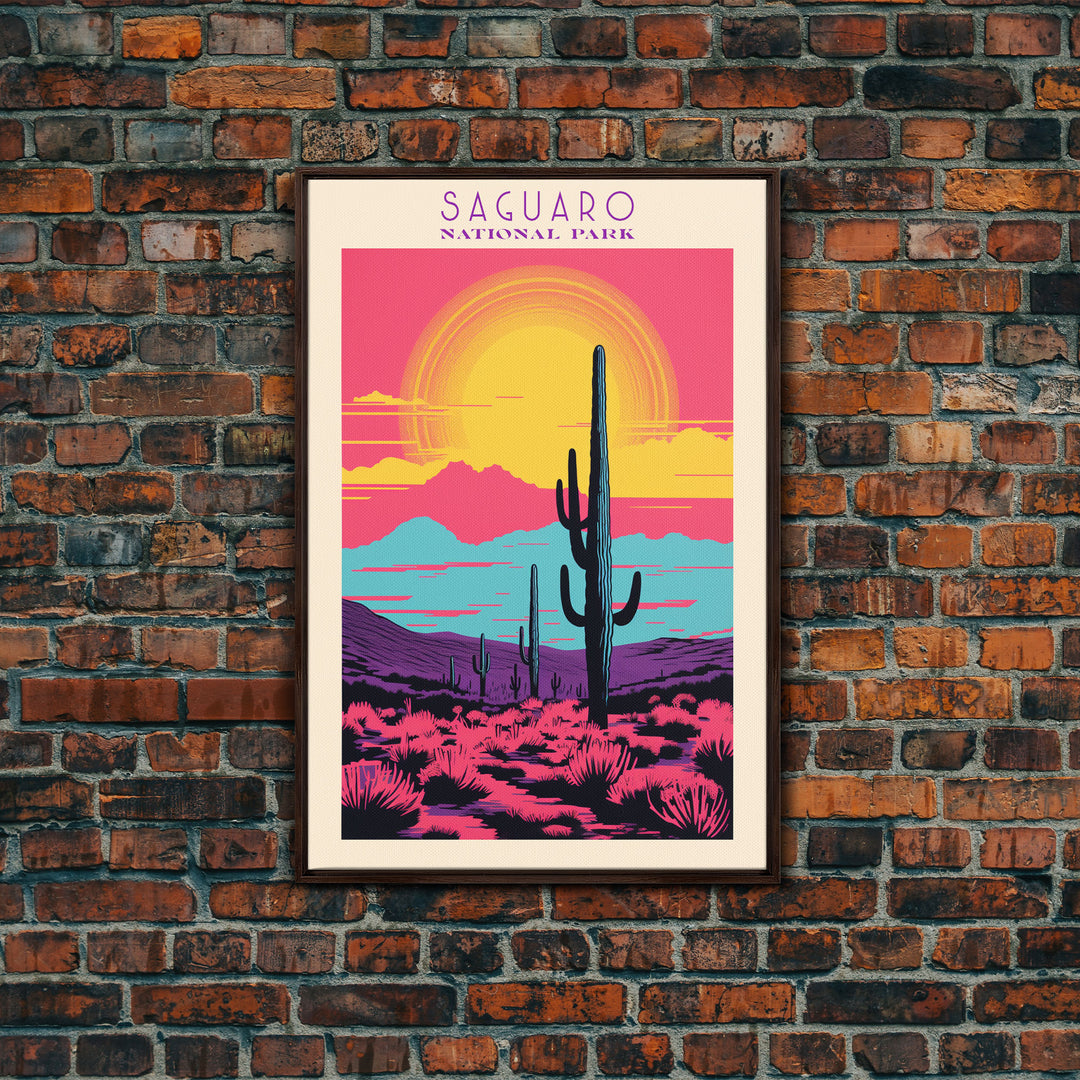 Saguaro National Park Arizona Travel Art, National Park Print, Minimalist Travel Art, Midcentury Modern Style Landscape Painting