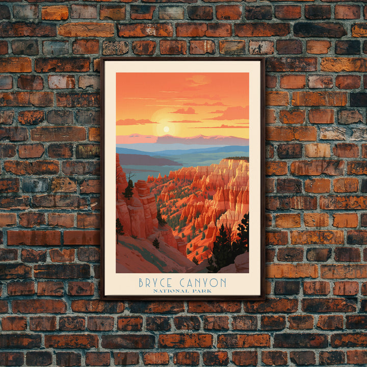 Bryce Canyon National Park Utah Travel Art, National Park Print, Minimalist Travel Art, Midcentury Modern Style Landscape Painting