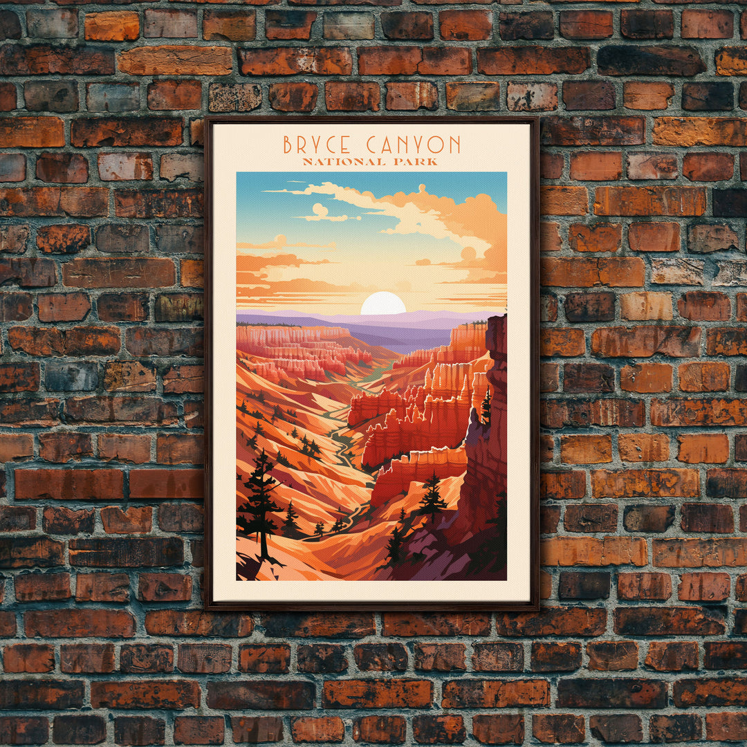 Bryce Canyon National Park Travel Poster Print, Canvas Print Wall Art, Utah Travel Art, Midcentury Modern Travel Decor