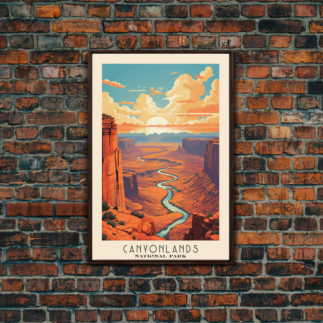 Canyonlands National Park Utah Travel Art, National Park Print, Minimalist Travel Art, Midcentury Modern Style Landscape Painting