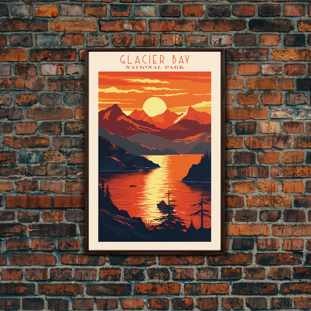 Glacier Bay National Park Travel Poster Art, Canvas Print Wall Art, Alaska Travel Art, Midcentury Modern Travel Decor, MCM Wall Art