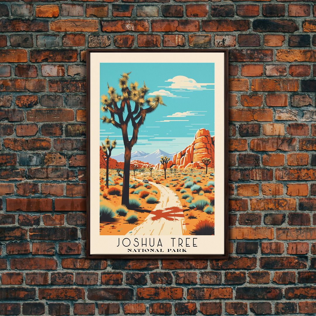 Joshua Tree National Park, California Travel Art, National Park Print, Minimalist Travel Art, Midcentury Modern Retro Style Landscape