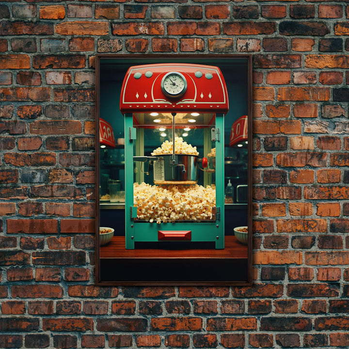 Popcorn Machine, Game Room Wall Art, Movie Wall Art, Canvas Print, Wall Hanging, Portrait Art, New Homeowner Gift, Dining Room Prints