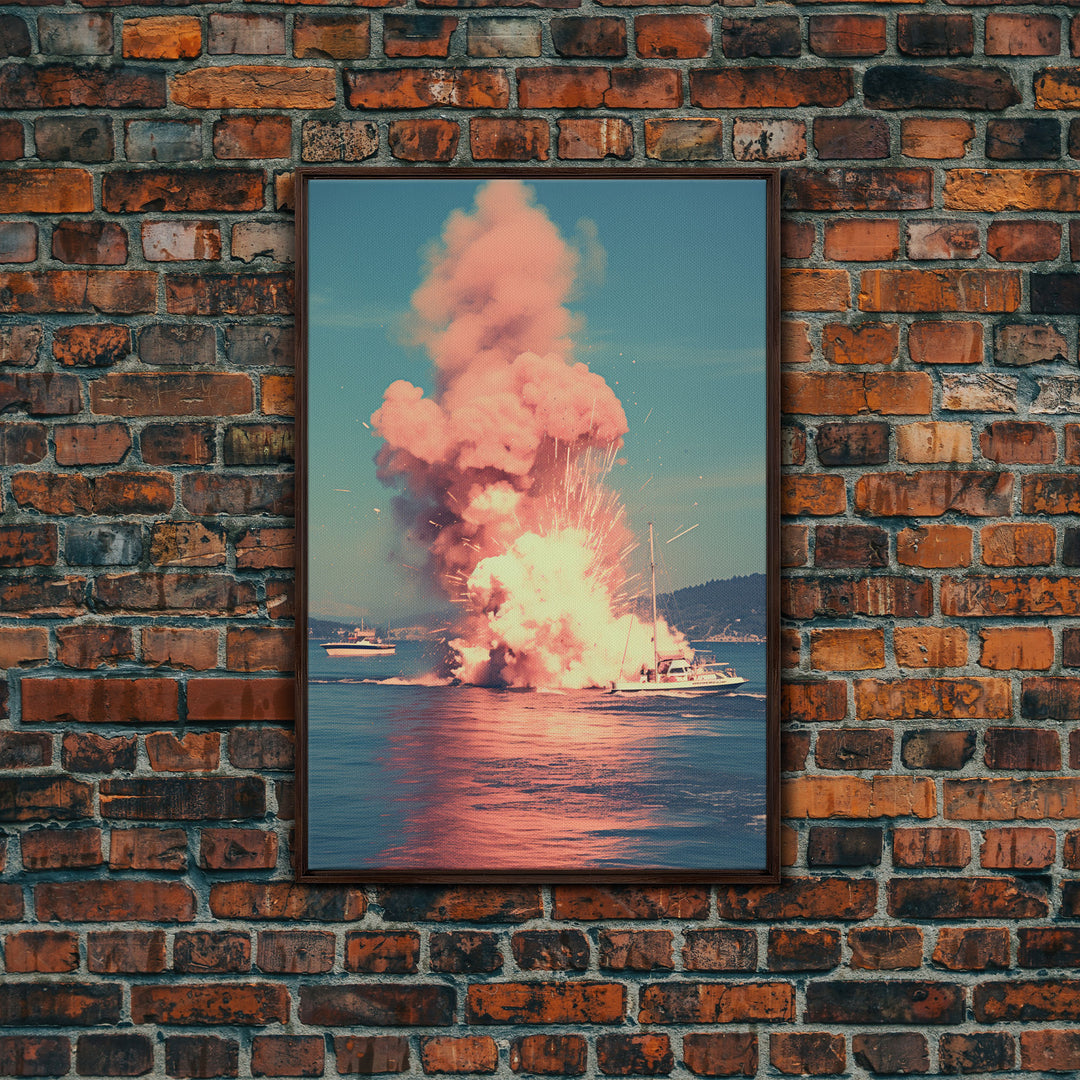 Exploding Boat, Nautical Wall Art, Ocean Wall Art, Canvas Print, Wall Hanging, Portrait Art, Unique Gift, Home Decor Prints, Office Decor