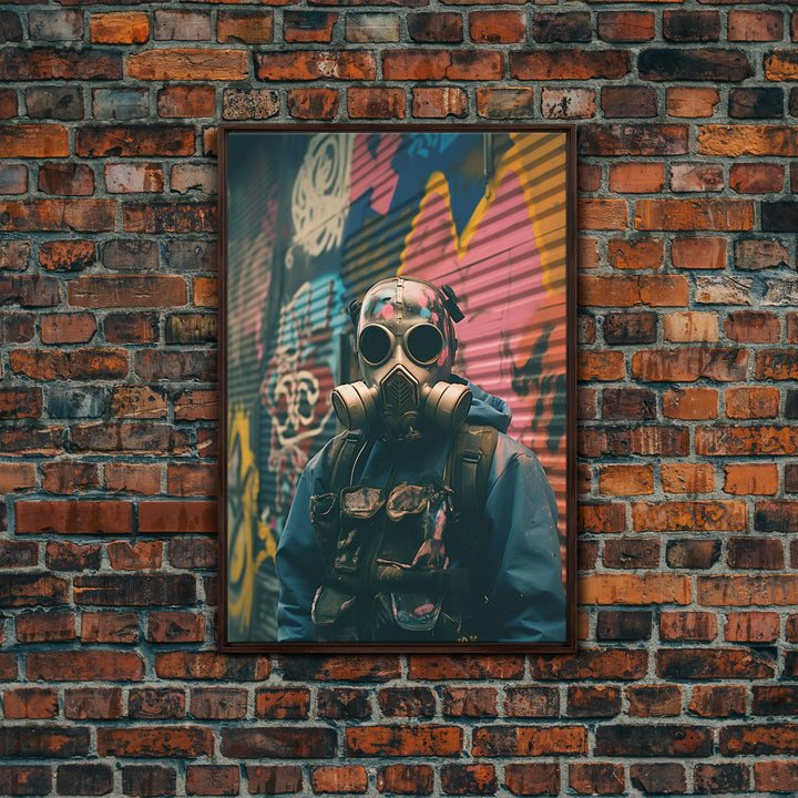 Gas Mask, Urban Wall Art, Graffiti, Canvas Print, Wall Hanging, Portrait Art, Bedroom Prints, Modern Home Decor, Dorm Room Art, RV Decor