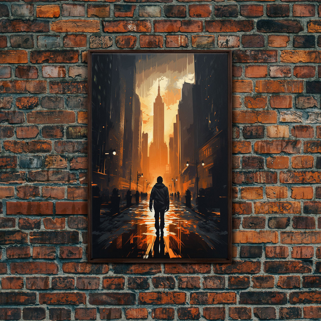 Dystopian Art, City, Urban Art, Cityscape Art, Canvas Print, Wall Hanging, Portrait Art, Gift For Coworker, Video Game Art, Tiny House Decor