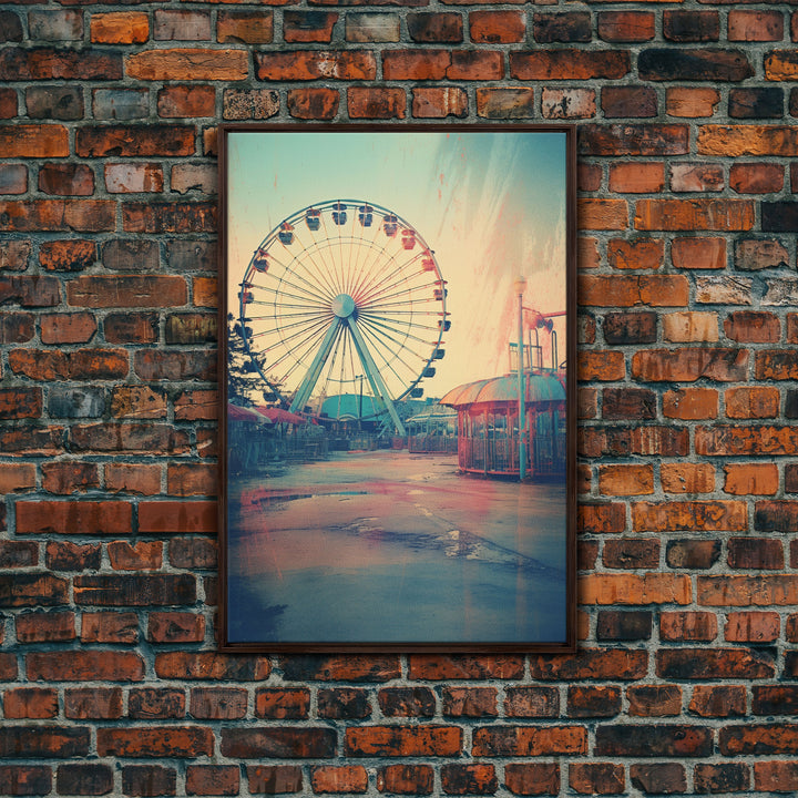 Ferris Wheel, Theme Park, Carnival Rides, Canvas Print, Wall Hanging, Portrait Art, New Homeowner Gift, Modern Home Decor, Bookshelf Decor