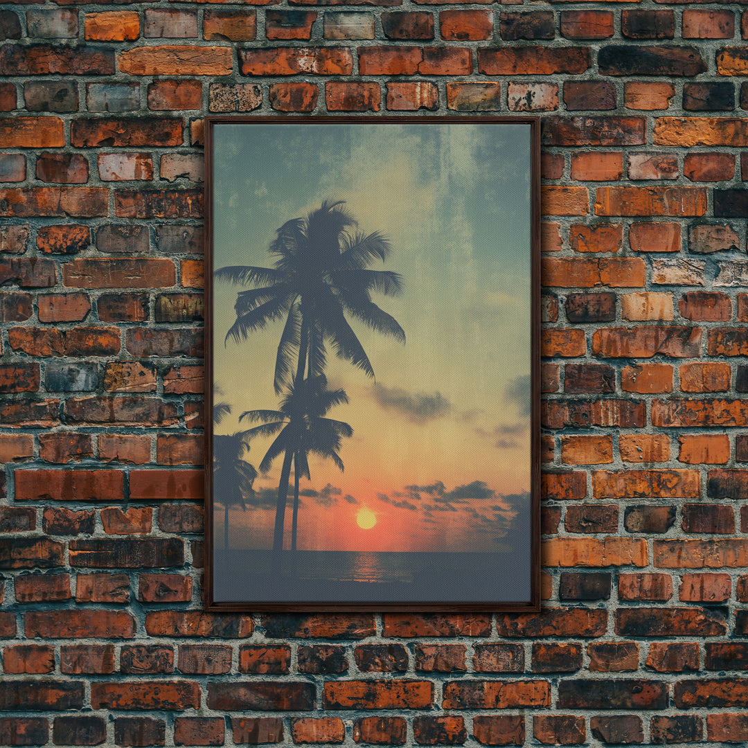 Palm Tree Wall Art, Tropical Wall Art, Beach Wall Art, Canvas Print, Wall Hanging, Portrait Art, Home Wall Decor, Hostess Gift, Office Print