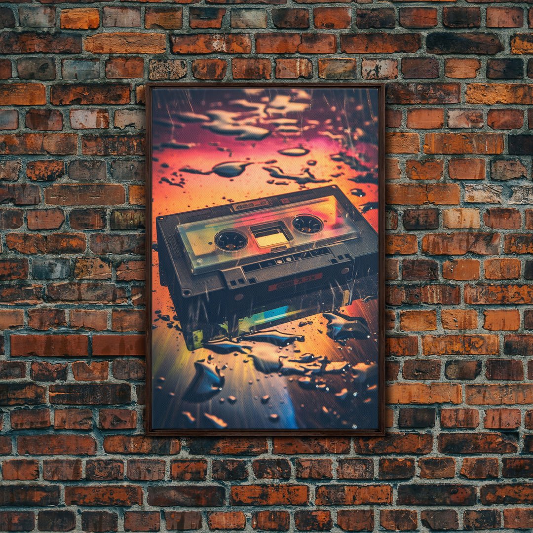 Retro 80s Cassette Tape Art, Framed Canvas Print, Custom Cassette Tape Wall Art, Cassette Tape Decor, Mix Tape Wall Art