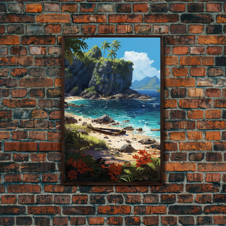 Beach Wall Art, Framed Canvas Print, Beach Canvas Wall Art, Long Beach Wall Art - "Abandoned" - Stuck On A Desert Island