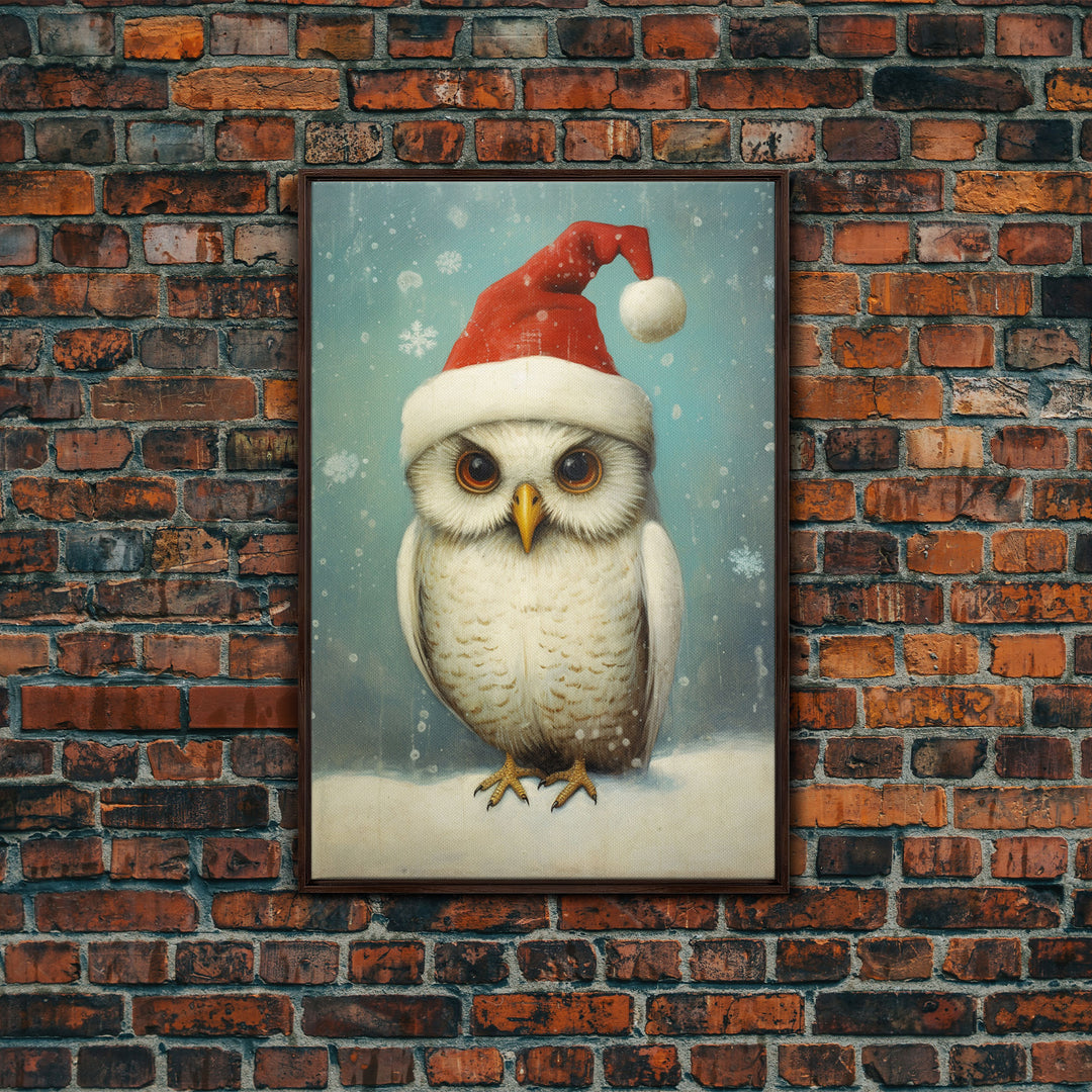 Silly Snow Owl Dressed For Christmas, Christmas Art, Christmas Decor, Christmas Wall Art, Farmhouse Christmas, Vintage Christmas, Owl Print