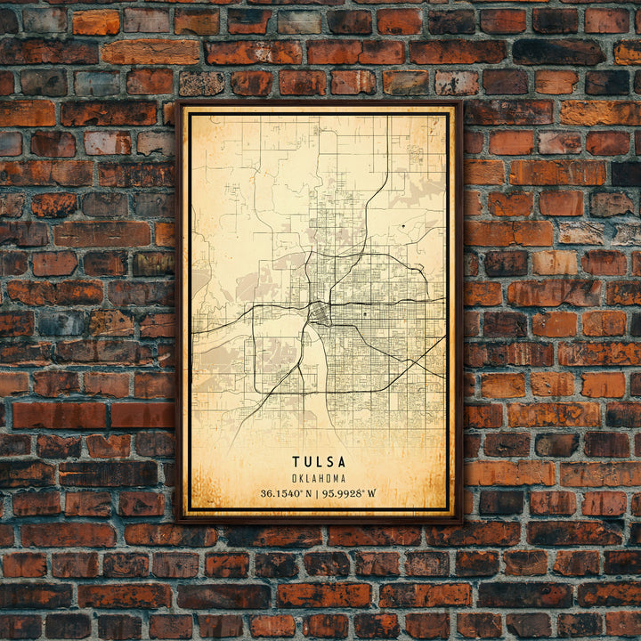 Tulsa Map Art - Oklahoma - Custom Tulsa City Streets Map Print -  University of Tulsa - Home Office Decor Tulsa Map Decor Oklahoma Wall Art