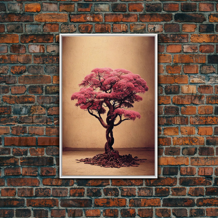 Japanese Maple Tree, Framed Canvas Print, Ready To Hang Framed Wall Art, Living Room Wall Hanging, Cherry Blossom Tree