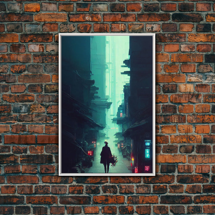 Cyberpunk Tokyo, 80s style retro-futurism, blade runner inspired art, ready to hang framed canvas print wall decor