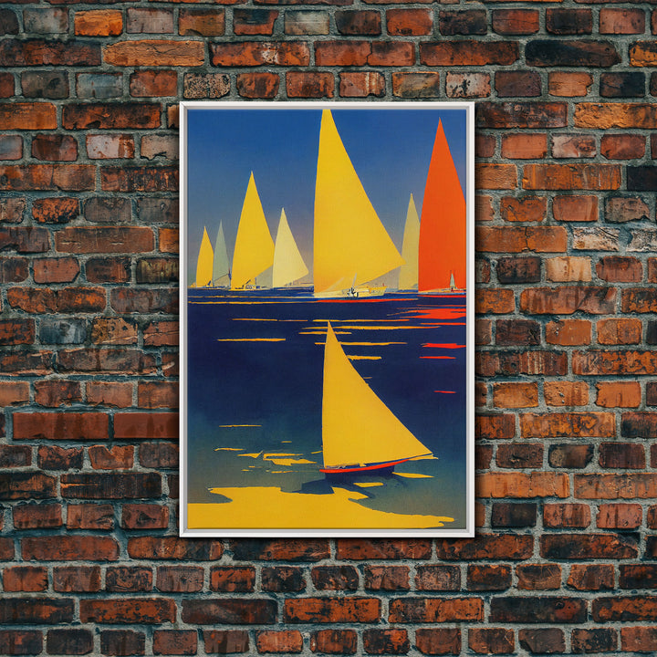 Nautical Wall Art, Sailboats On San Francisco Bay, Framed Canvas Print, Original Nautical Art, Nautical Canvas Art