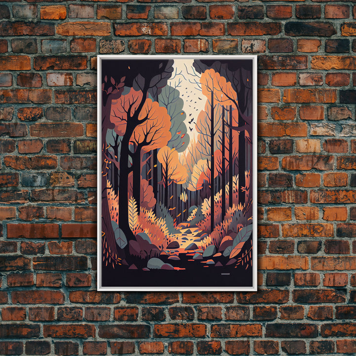 A Beautiful autumn scene, fall in the forest, fine art poster print