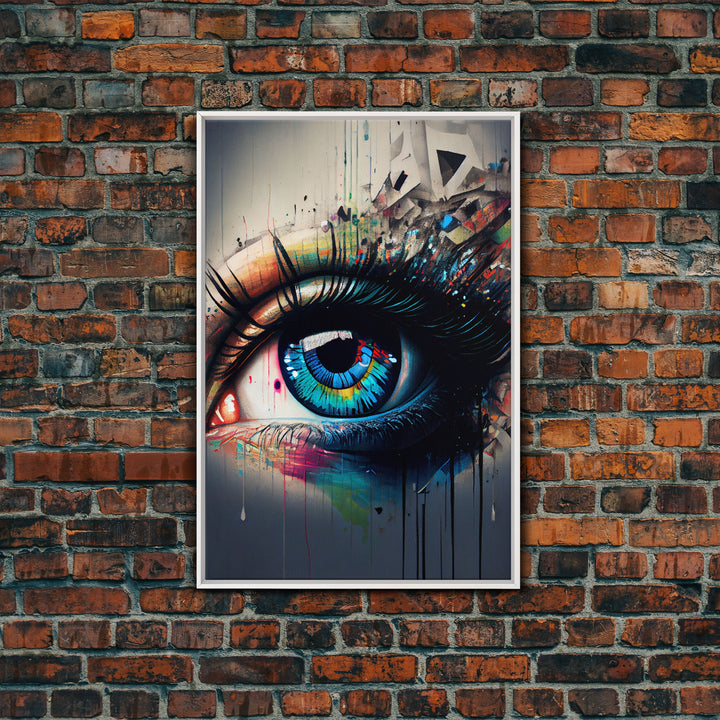 Vibrant Graffiti Eye Wall Art Canvas Print - Street Art Inspired Graphic Illustration Artwork