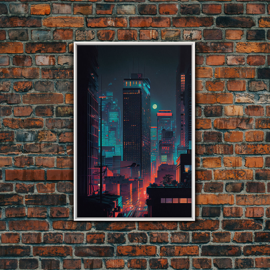 Night Cityscape Skyscrapers Dark Fine Art Print, Wall Art Print, Wall Poster, Wall Decor