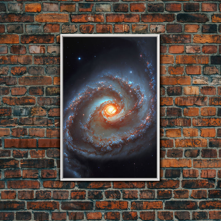 Close up view of a spiral galaxy, space art, framed canvas print, astronomy art