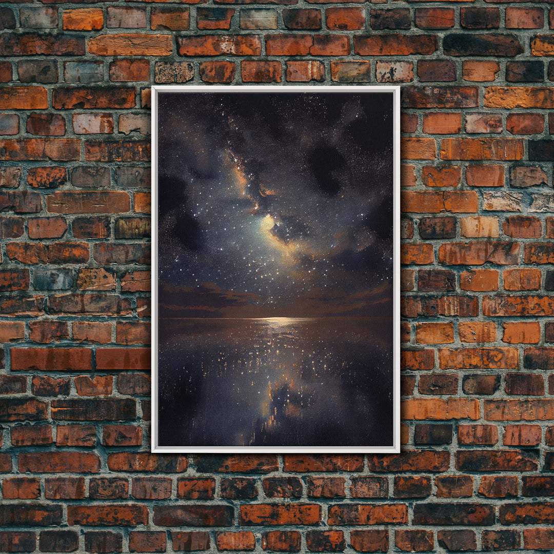 Ocean Reflection Night Sky Stars Galaxy Fine Art Print, Wall Art Print, Wall Poster, Wall Décor